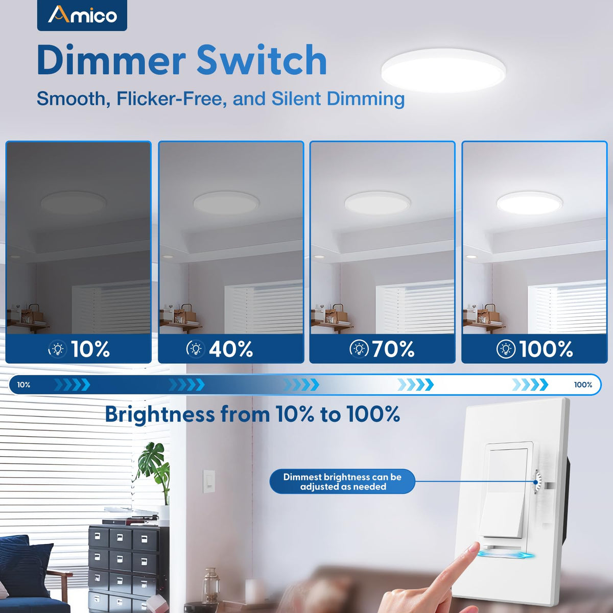 Dimmer Light Switch 12 Pack (Standard Slide / White)