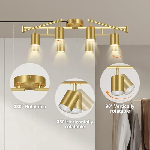 Plug in Track Lighting LED (8-Light Track Light(Gold))