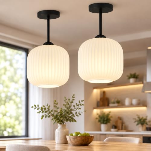 Milk Glass Flush Mount Ceiling Light