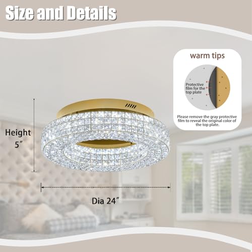 24" Crystal Chandeliers (Gold / Dia 24inch)