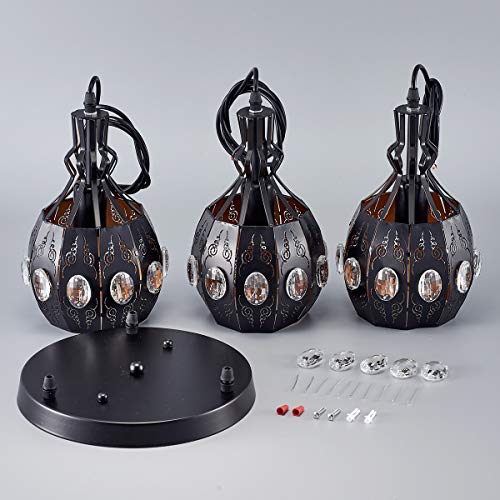 3 Light Industrial Pendant Lighting Vintage Hanging Ceiling Light Fixtures (YLC13-3HBlack)