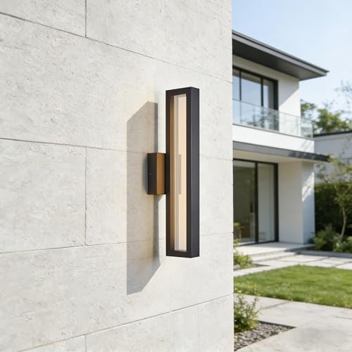 Modern Minimalis Outdoor LED Wall Sconce (18"H 18W Textured Black)