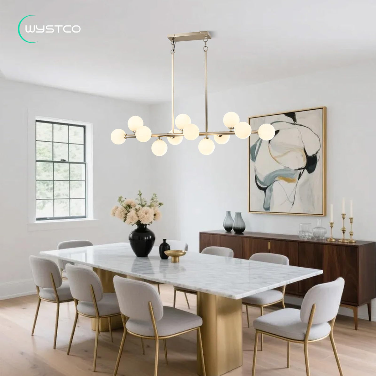 50 Inch Large Glass Globe Sputnik Chandelier (Nickel Milk White / 12-Light 50 Inch)