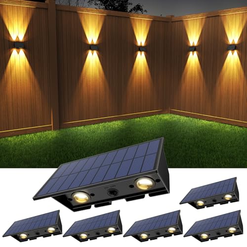 Solar Fence Lights Outdoor (Warm White / 6 PACK)