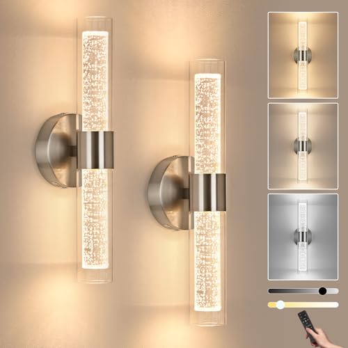 Battery Operated Crysta Wall Sconces Set of 2 (Brushed Nickel / 2Pack)