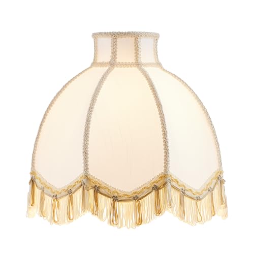 30628 Tranditional Scallop Dome Shape Spider Construction Lamp Shade in Light Grey Jacquard Fabric (Light Grey & 13" Wide)