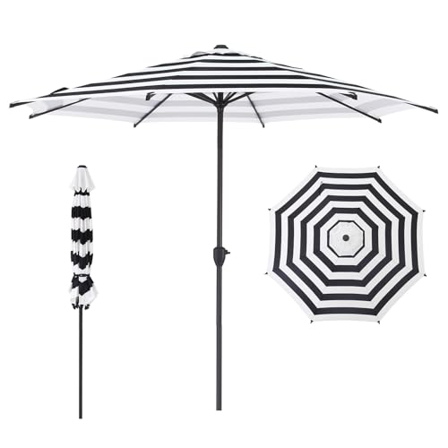 7.5/9/11FT Lyon Outdoor Patio Umbrella Outdoor Table Umbrella with Push Button Tilt and Crank Market Umbrella 6/8/8 Sturdy Ribs UV Protection Waterproof for Garden Deck Backyard Pool