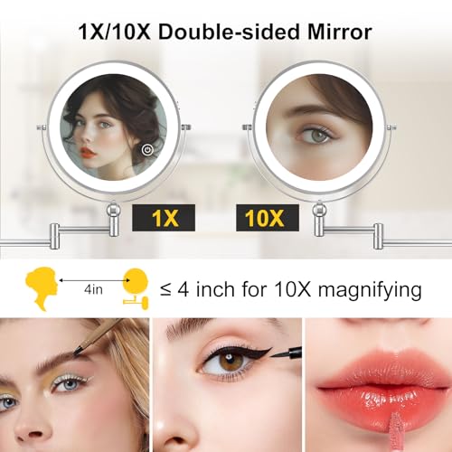 9" Wall Mounted Lighted Makeup Mirror (Chrome)