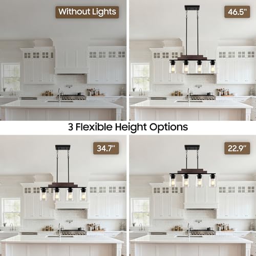 26.4" 4 Light Kitchen Island Lighting (Black & Reddish Brown / 4-Light)