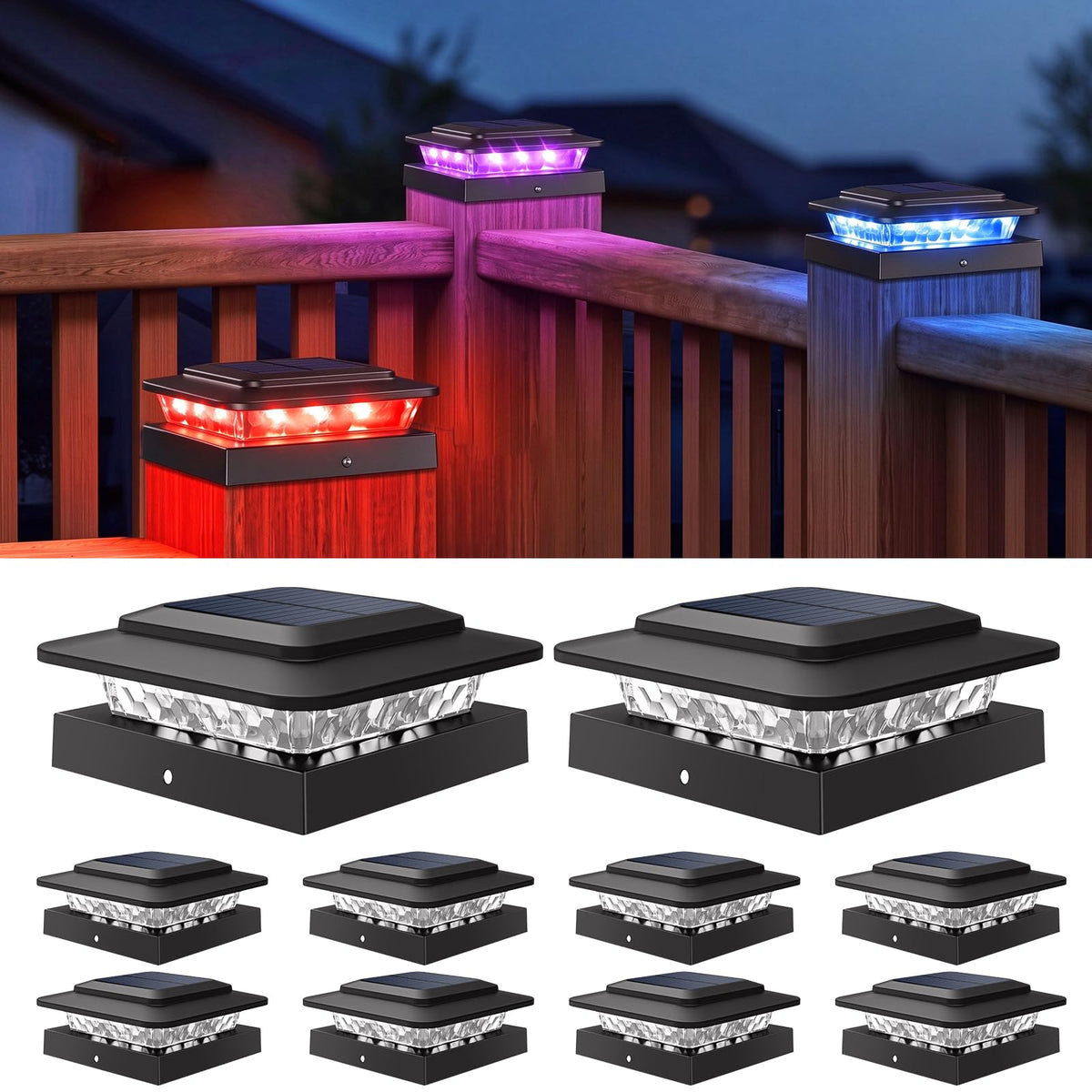 10 Pack Solar Post Cap Lights Color Changing (Multicolor / 10 Pack)
