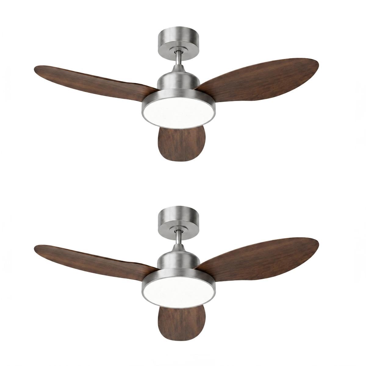 2 Pack 42" Ceiling Fan with Lights (Silvery & Walnut / 42 Inch)