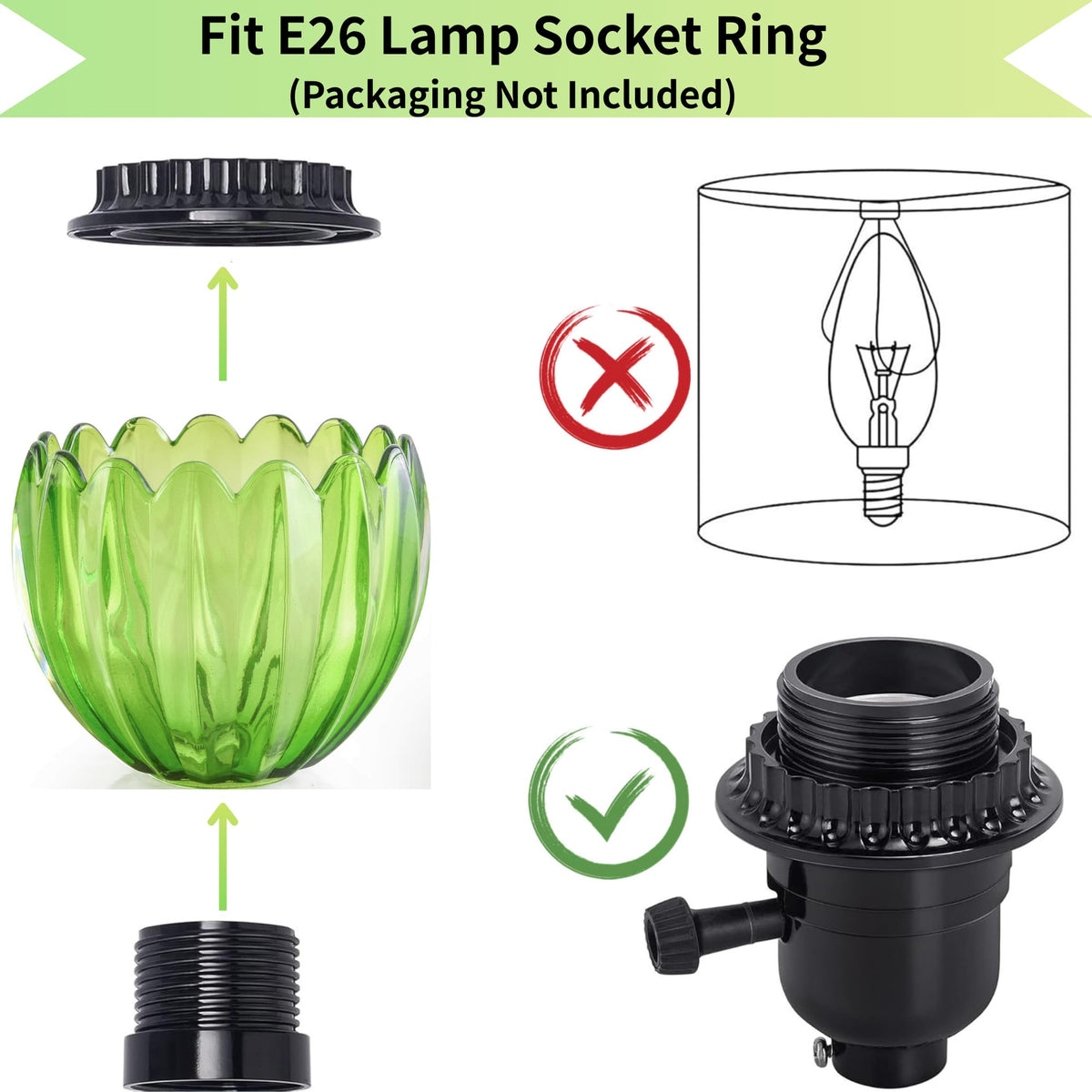 Green Tulip Glass Lamp Shades 3Pcs (Tulip Green / 3 Pack)