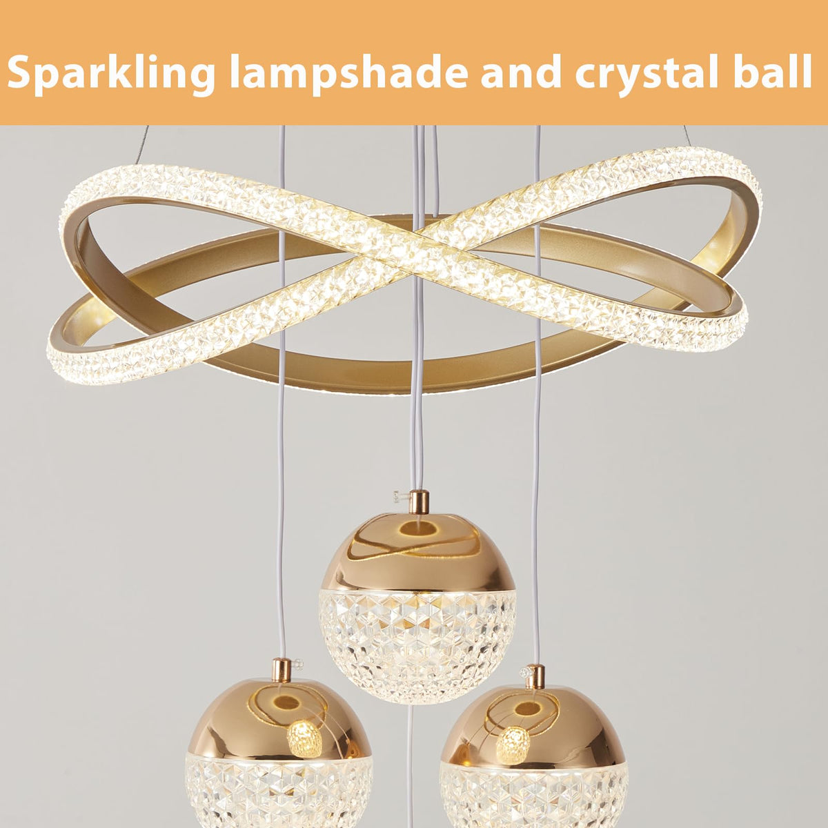 Gold LED Chandeliers (Gold,16.1inch)