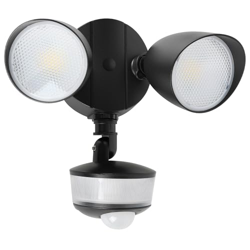 34W 3700 Lumen LED Security Light Motion Sensor Outdoor Lights with Night Light (Black / 1 Pcs)