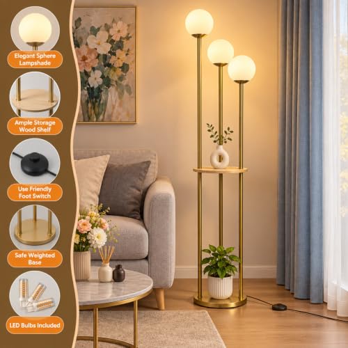 Floor Lamp with Shelves