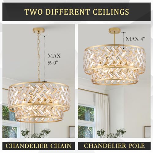 24" Gold Crystal Chandelier (Big Drum Gold)
