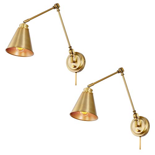 Ellis 18" Modern Swing Arm Wall Sconce for Bedroom (Warm Brass / 18")