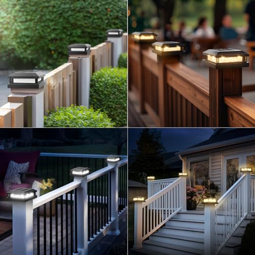 4x4 5x5 Solar Post Cap Lights Outdoor 8 (Black / 8 Pack)