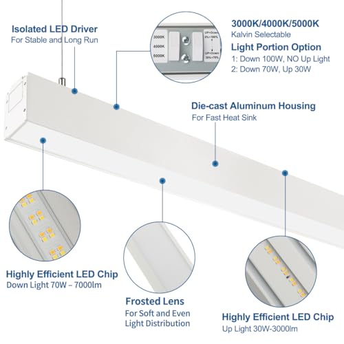 8FT 100W LED Linear Light for Commercial Office