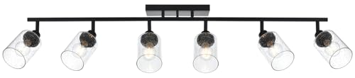 6 Light Black Track Lighting Kit Ceiling Mount Kitchen Track Lighting Fixtures (Black / 6-Light)
