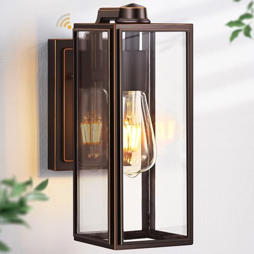 Dusk to Dawn Outdoor Light Fixtures Wall Mount (Oil Rubbed Bronze Gold / D2D Square Single)