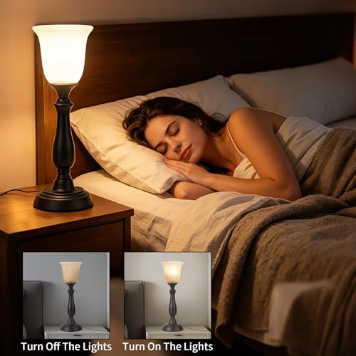 Farmhouse Table Lamp for Living Room (Dark Brown)
