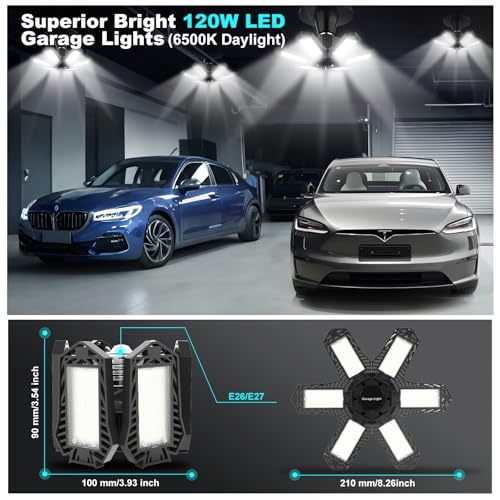Led Garage Lights Bulb 10 Pack 140W Super Bright Ceiling Led Shop Lights 6 Deformable Panels Screw in E26 (10 PACK Garage Lights)
