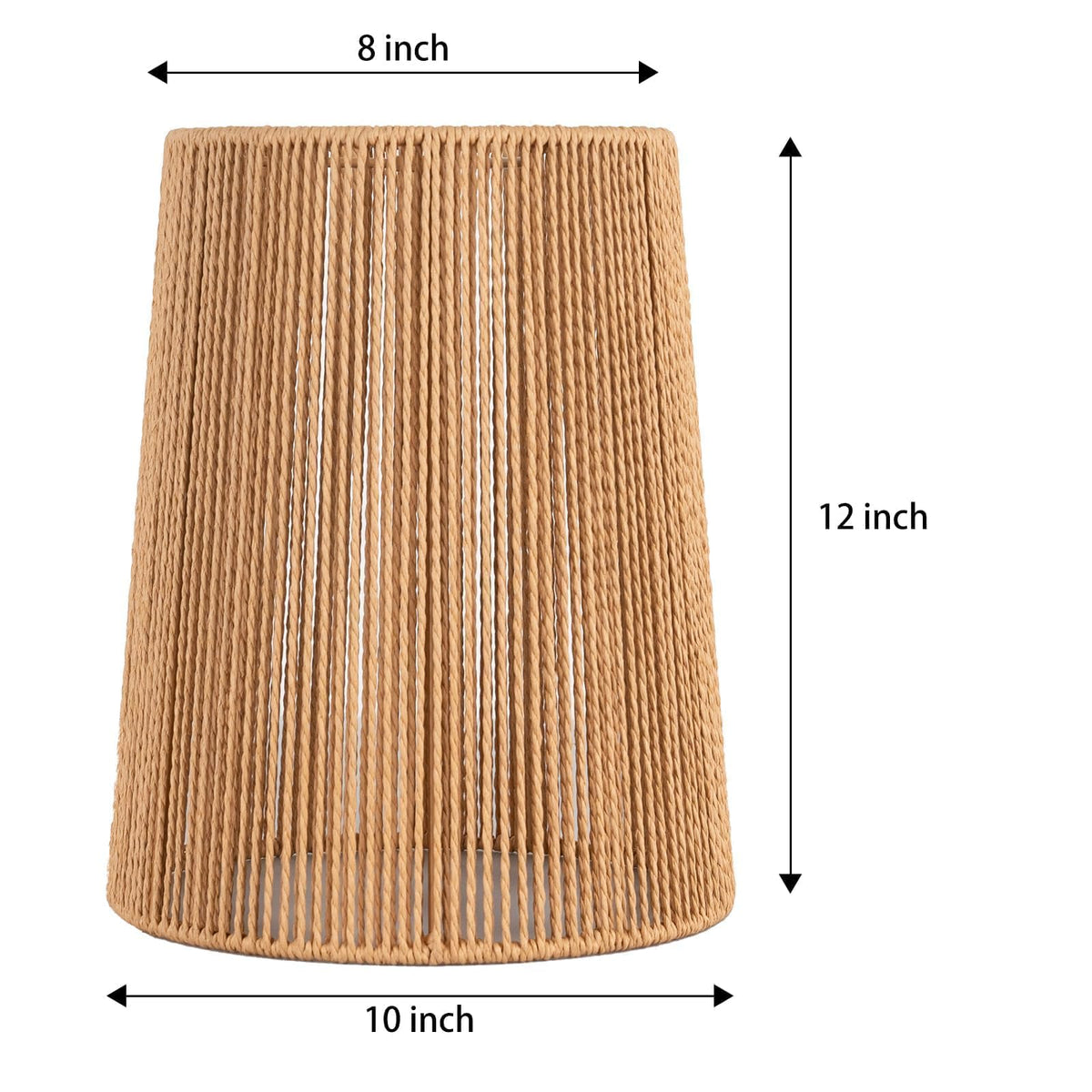 Rattan Small Lamp Shade 8'' Top X 10'' Bottom X 12'' High Boho Style (8X10X12)
