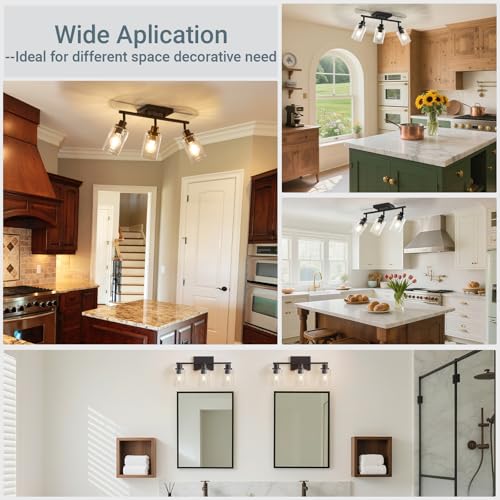 3 Light Kitchen Track Light Fixtures Ceiling Vanity Lights Black (Black / 3-Light)