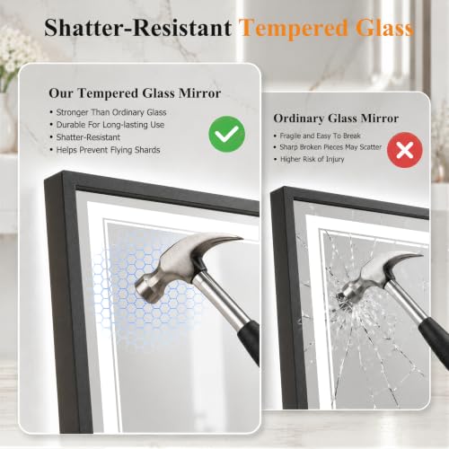36"x55" LED Bathroom Mirror with Lights (Black / 55"L x 36"W)