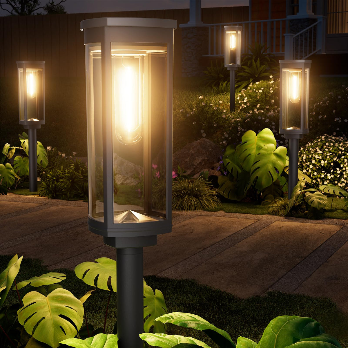 Solar Pathway Lights Outdoor 4 Pack