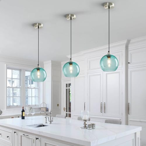 Aqua Pendant Lights Kitchen Island 1 Pack (Light Blue / M - 7.87 in)