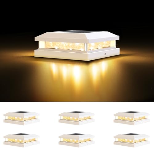 4x4 5x5 Solar Post Cap Lights Outdoor 6 (White / 6 Pack)