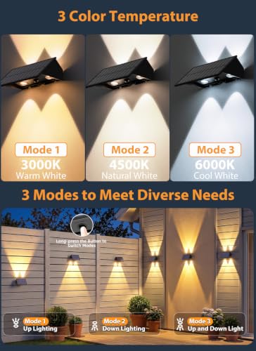 Solar Wall Lights Outdoor (3000/4000/6000K)
