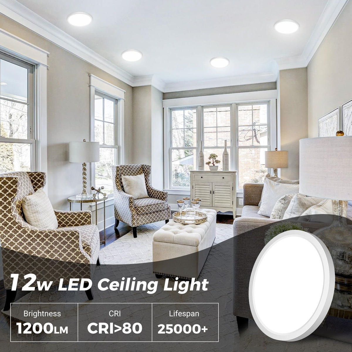 1PACK Flush Mount LED Ceiling Light Fixture White (White / 6.5Inch-1pack)