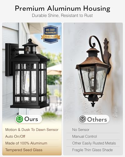 Motion Sensor Outdoor Wall Light (Black / Motion Sensor-1 Pack)