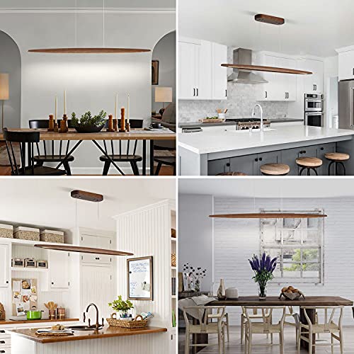 51" Wood Linear Pendant Light Wood Dining Room Light Fixture Modern Pool Table Lights Kitchen Island Lights for Dining Room Bar Kitchen Island Walnut Color (Walnut / 51in)
