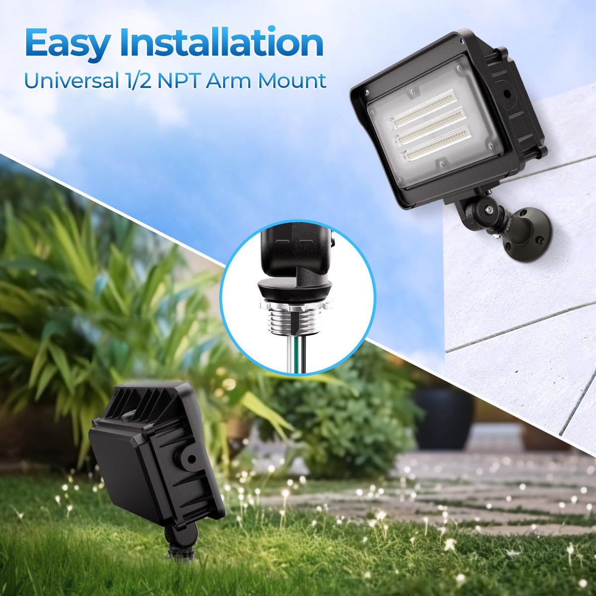 50W 7000LM LED Flood Lights Outdoor (1 Pack-D2D)