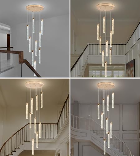 9 Light Gold High Ceiling Crystal Staircase Chandelier (Gold / 9 lights)