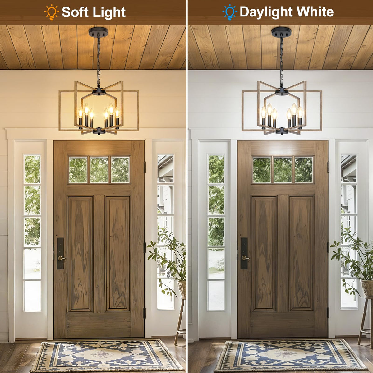 6 Light Farmhouse Chandelier (Brown / 6-Light)