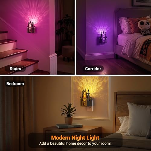 Night Lights Plug into Wall (Balck-Castle / 2 Pack)