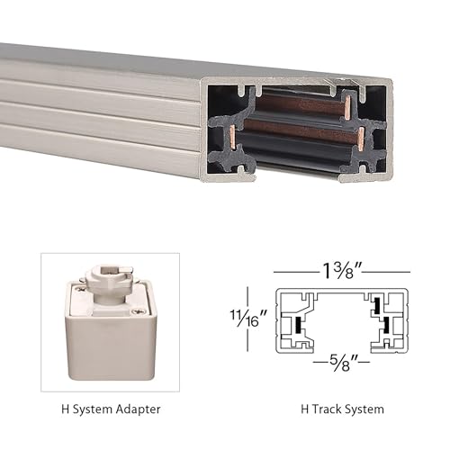 H Track 4FT Single Circuit 120V with 2 Endcaps in Brushed Nickel (Brushed Nickel / 4 Feet / H-Series)