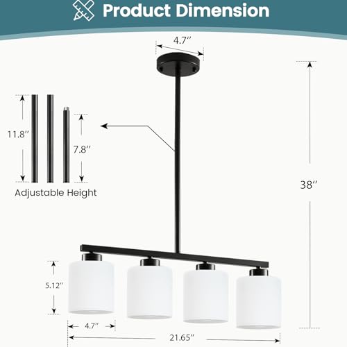 4 Light Black Kitchen Island Lighting (Black & Milky White Glass / 4 Light)