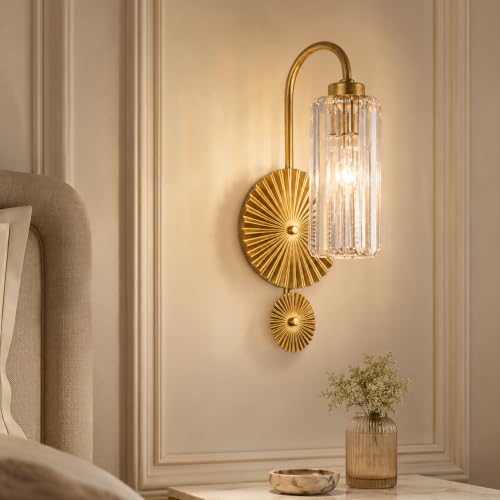 Luxury Gold Crystal Wall Sconce (Crystal-Brass 1 Light)