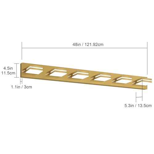 LED Modern Bathroom Vanity Light Fixtures (6-Light, 48-Inch / Brass, White)
