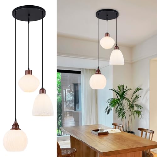 3 Lights Cluster Pendant Light for Kitchen Island (3D Printed Lampshape / 3 Light)