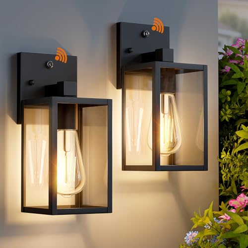 2 Pack Dusk to Dawn Exterior Lighting Fixtures Wall Mount (Black / Small-10.24'')
