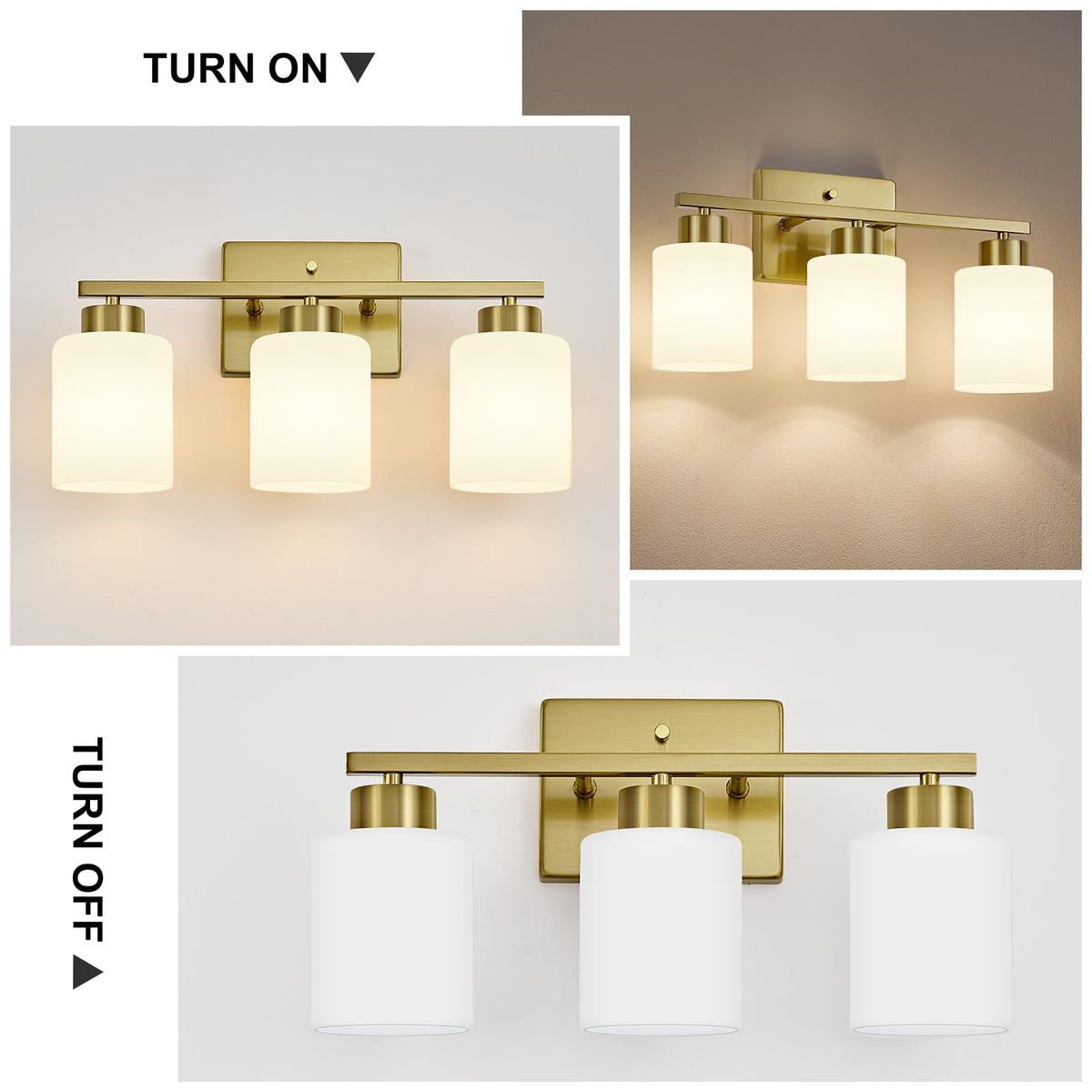 Brushed Gold Bathroom Light Fixtures Vanity Lights Over Mirror (Brushed Gold / 17.30 inch)