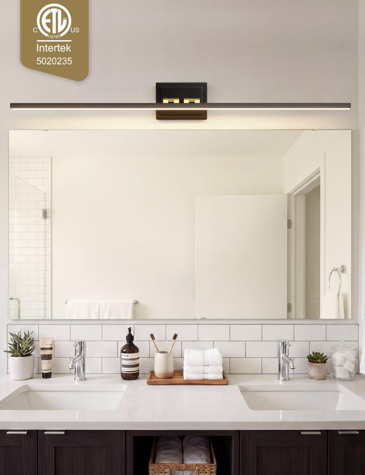 Modern Bathroom Vanity Light 55 inch (Black Gold / 55 inch)