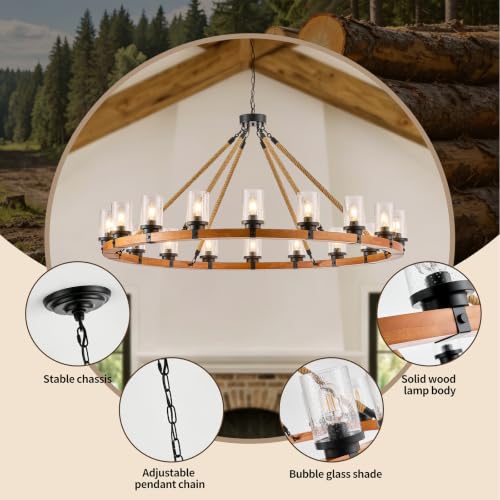 60" Wagon Wheel Chandelier 18 (18-Light)